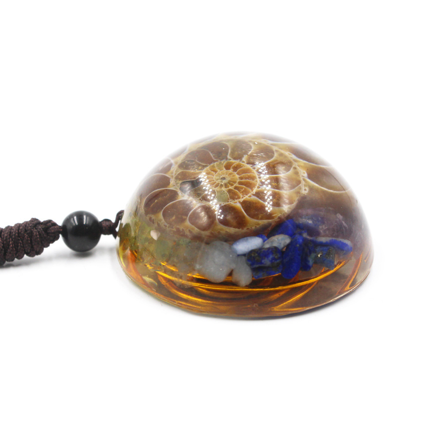 021dcbf4 3852 4667 a82b 2775c6a6e685 Resin And Crystal Fossil Snail Hemisphere Handicraft Pendant