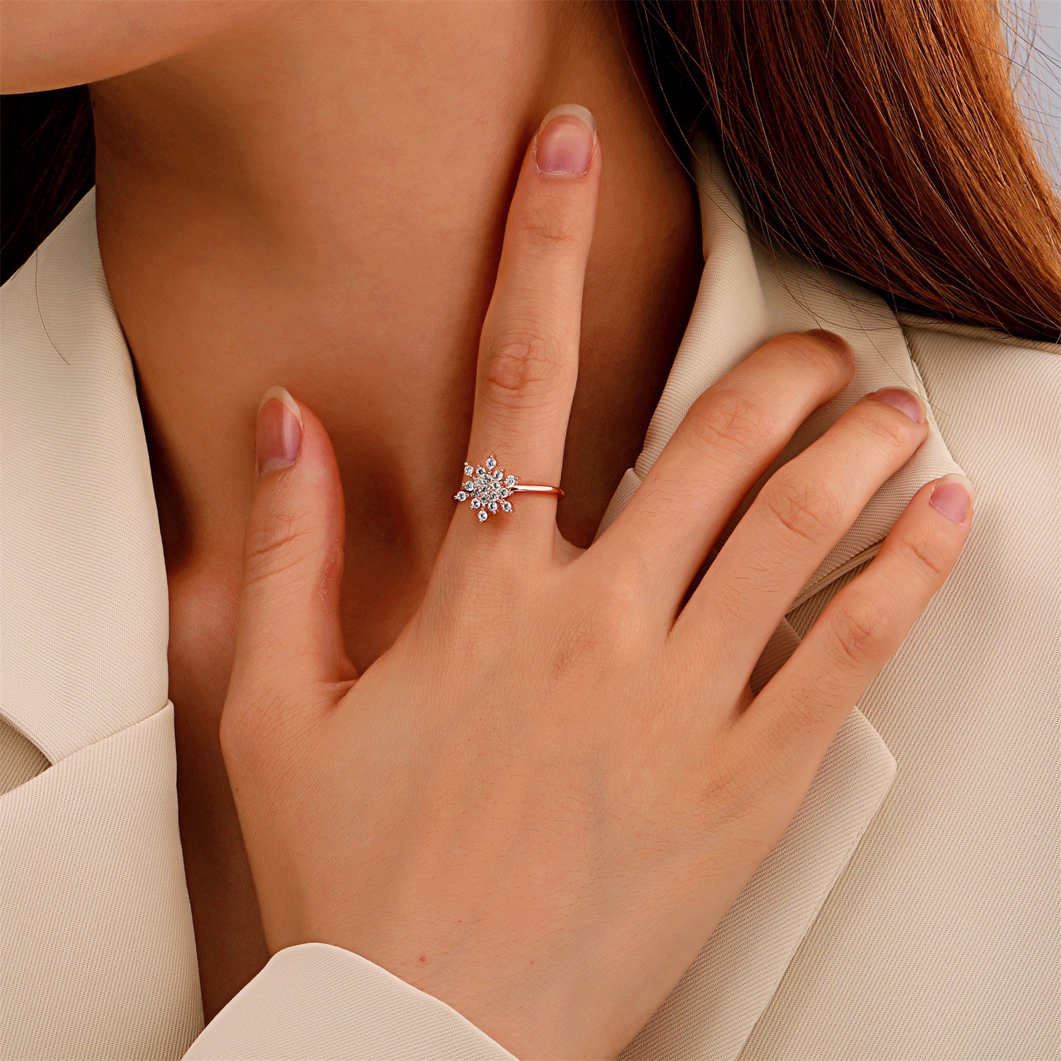 028257e7 8f75 4cfb 9942 a8a5d3d01a8a Copper Inlaid Zircon Snowflake Ring Christmas Gift