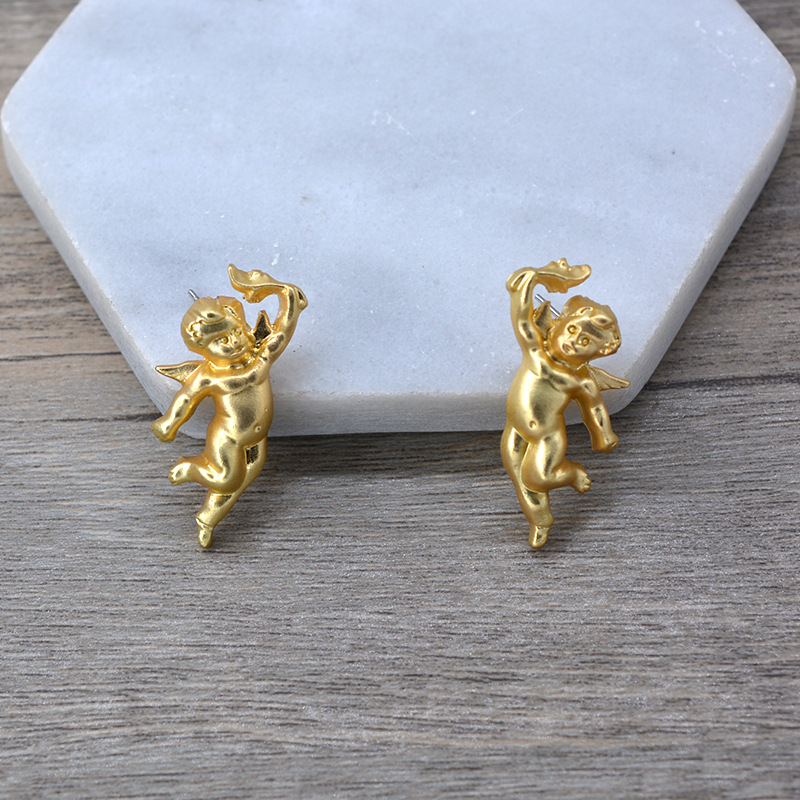 02f6608c 0a34 4ac3 834b a3b50348572a All-match Eros Cupid Angel retro earrings