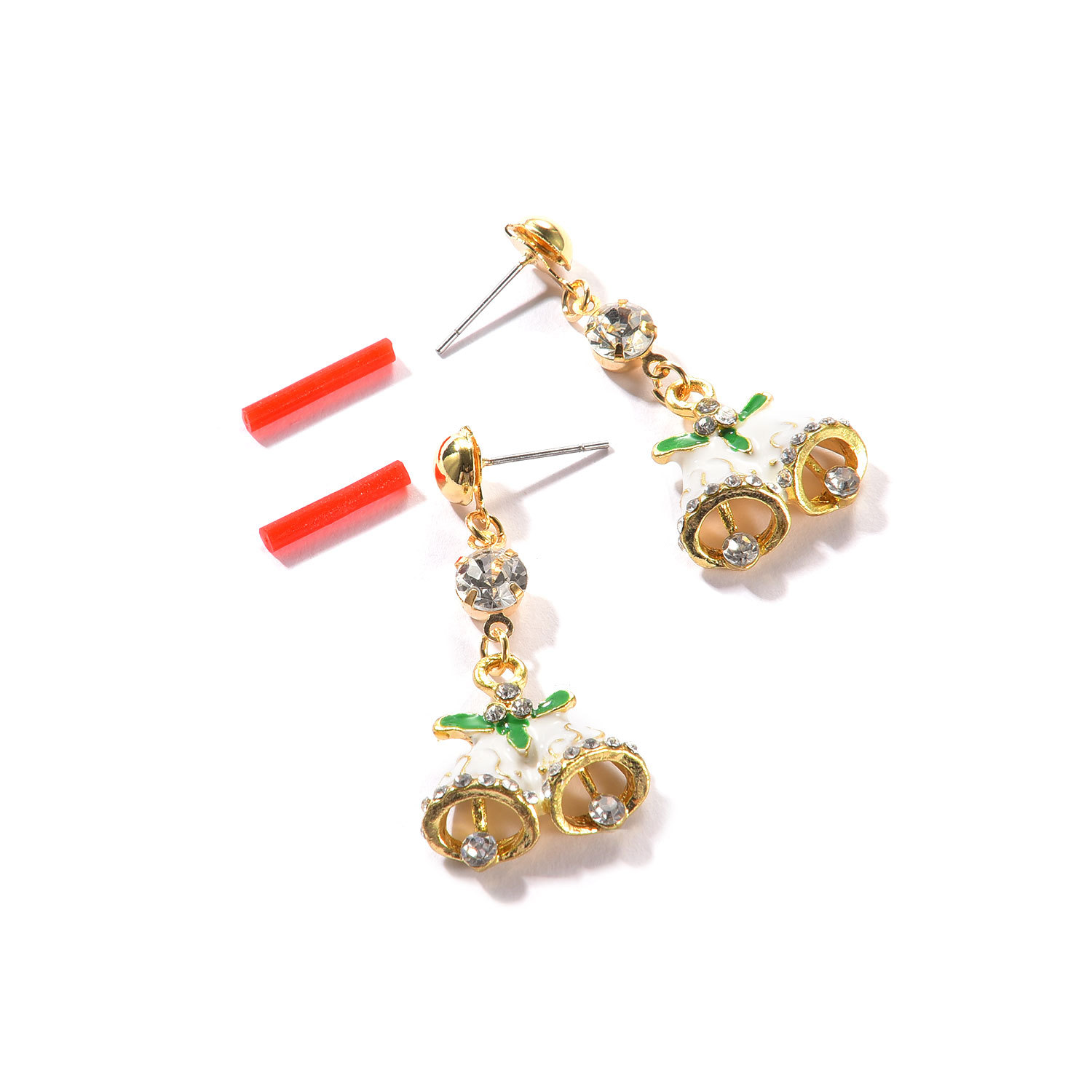 03a5848e 3a96 4cde b71a 4d8f9ab2e881 Fashionable Christmas Bell Shaped Rhinestone Stud Earrings