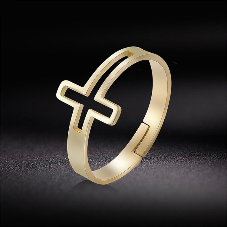 05a2f0f1 ba92 4171 b5f3 7bb4a7308300 Flat Rose Gold Religious Cross Ring