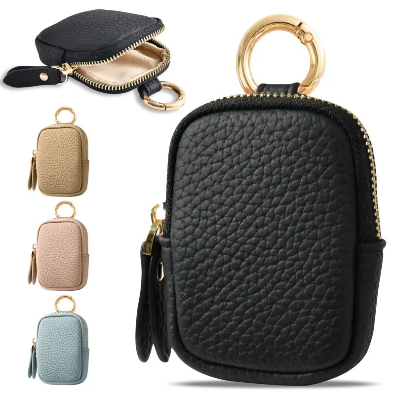 Leather Coin Purse, Small Change Purse Keychain Wallet For Women, Mini Coin Pouch With Zipper - CJdropshipping