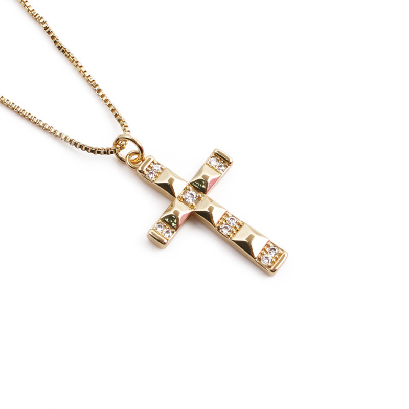 069e151c 3be6 4691 ac45 b00dbc328b8f Lady 18K Gold-plated Copper With Zircon Cross Pendant Necklace