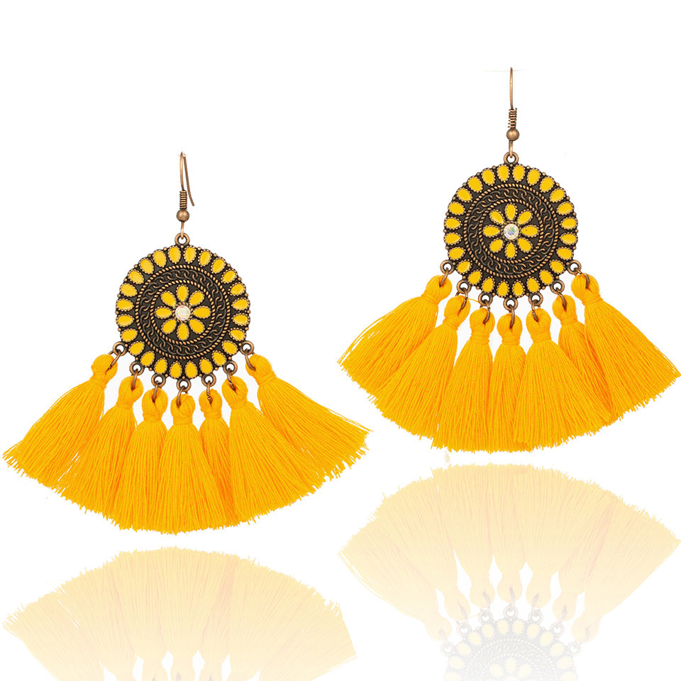 Fabric Tassel Large Version Sunflower Earrings 11 0726723d 9dea 4a1a 89ec ae7d25fd63c4 Fabric Tassel Large Version Sunflower Earrings