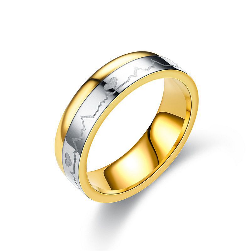 072afcba 6a6d 48f0 b65a acfc6573c708 Titanium Steel Ring Between Gold ECG Love Heart Stainless Steel