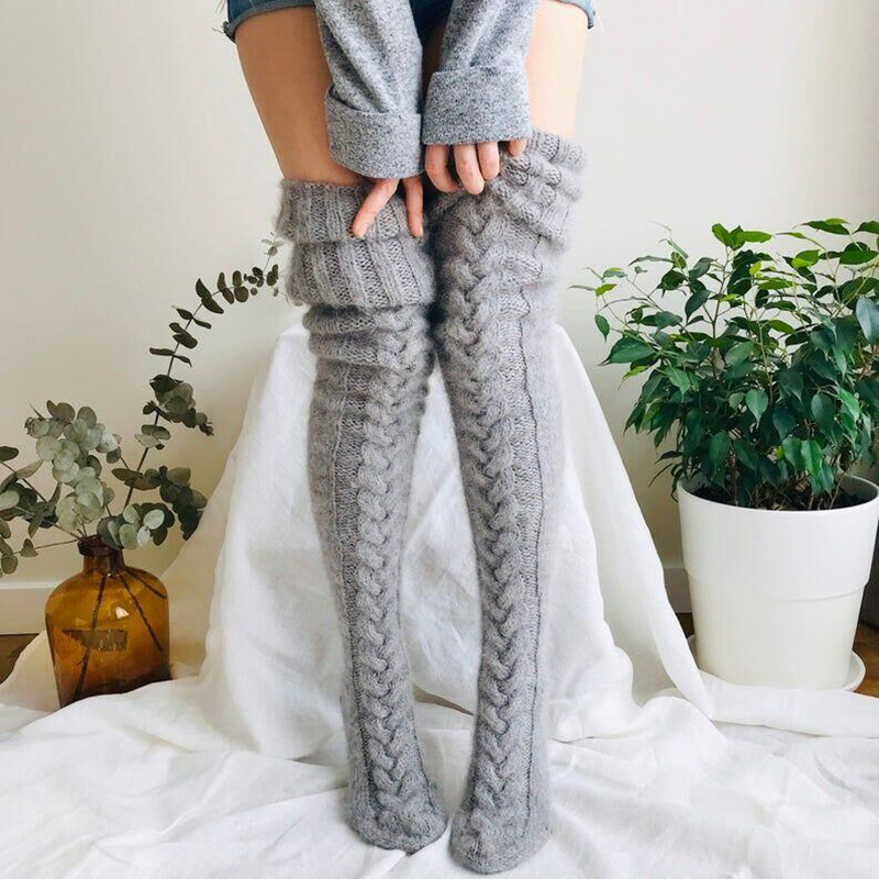 Bnoli Bnoli CozyChic Knee Highs - Knitted socks stockings grey