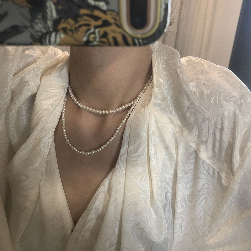 0781c95a 7c3f 4b83 8f86 b35b1ada9233 Handmade Type Highlight Pearl Clavicle Necklace Retro