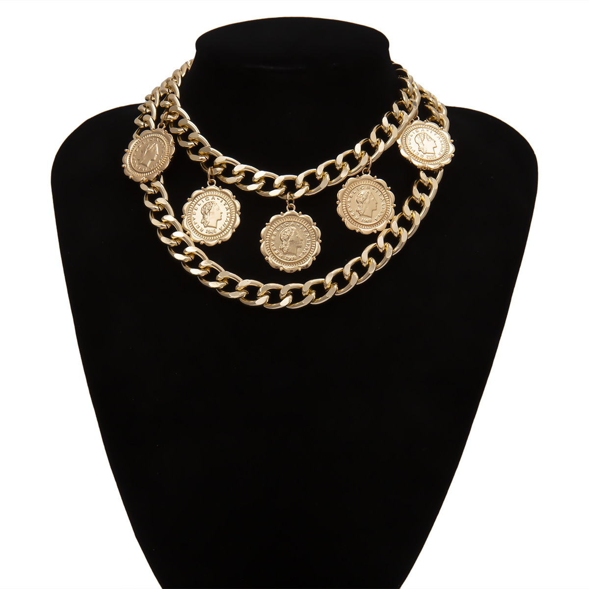 07dd2a97 5306 4cc6 9215 f695c91c4250 Retro geometric thick chain multi-layer necklace