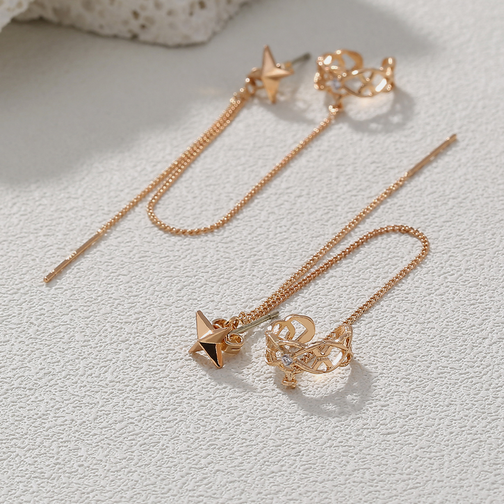 087052bb a5d1 46ce a481 0d146591bfe3 Geometric Tassel Earrings Women's Long Diamond Inlaid New Fashion Net Red Temperament Earrings Face Show Thin Ear Line Jewelry