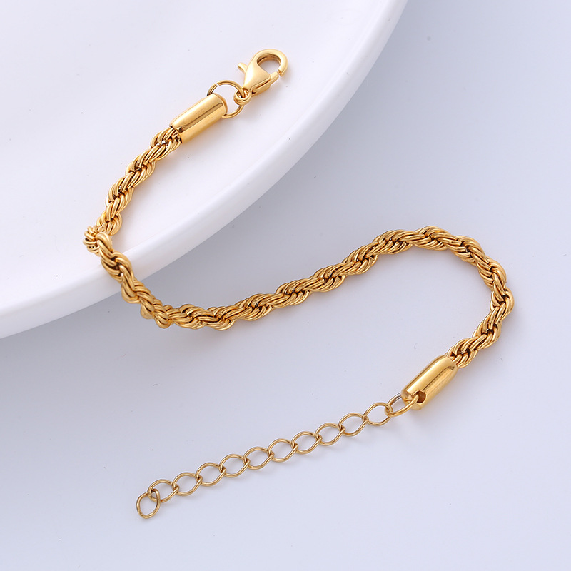 Vacuum Color-preserving Electroplated Gold Steel Stainless Steel Twist Bracelet 2 088e961f 953f 4936 b53b 1fbd43b131d7 Vacuum Color-preserving Electroplated Gold Steel Stainless Steel Twist Bracelet