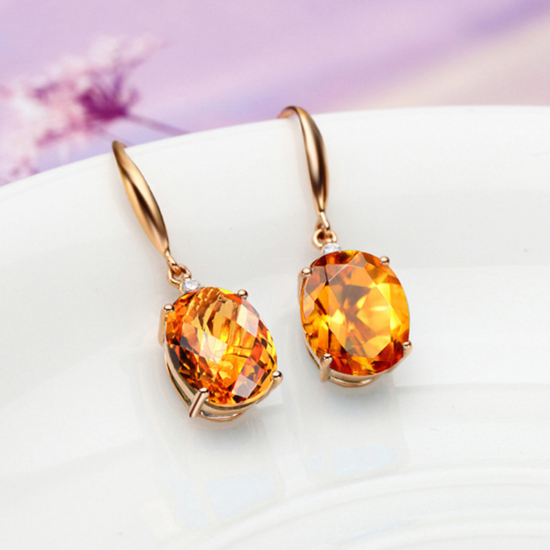 0a0d42bc 4770 4b3e 89bc eabe51783b8f 18K Gold Oval Earrings Colored Gems, Champagne Jewelry