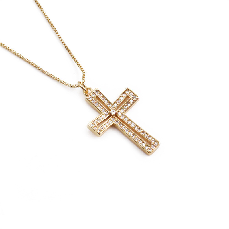 0a5036ec 4941 4aa2 8081 7851e5f38617 Lady 18K Gold-plated Copper With Zircon Cross Pendant Necklace
