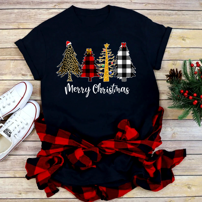 Festive Foreign Trade Christmas Tree T-shirt for Men and Women - celebrate the season in style! image 15