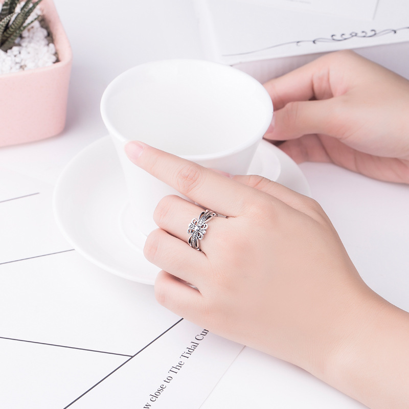 0ba22672 4bb8 4355 9ae0 f8d675f88691 New Thai Silver Ring Crow Star Ring Female Luo Heart Ring Retro Jewelry