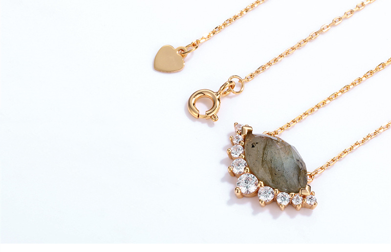 0bb4d491 44e6 4019 9387 8e95872a590b Women's Gold Natural African Labradorite Geometric Necklace