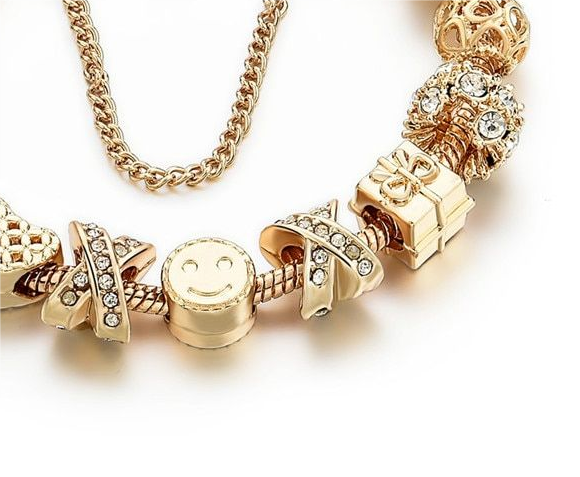 0bf1a07f d8d6 4514 8858 05dc98133138 New Large-hole Bead Bracelet Gold Diamond Color-retaining Gold-plated Women's Bracelet