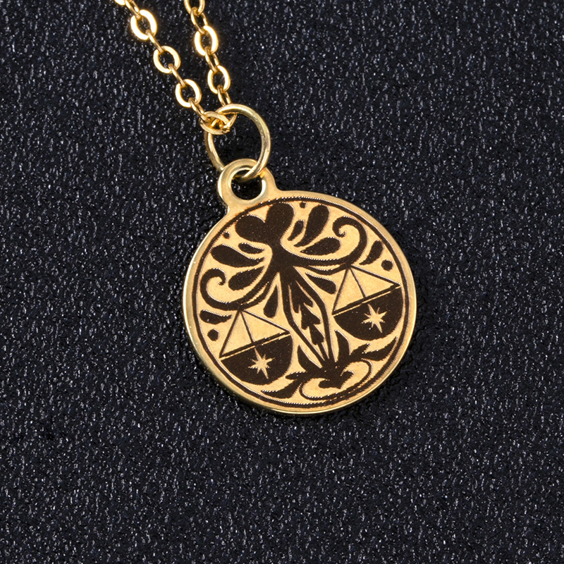 0cb9aeef c9b5 4f5e 8c8d 1eeecdc905c4 Gold Round Constellations Zodiac Sign Stainless Steel Necklace