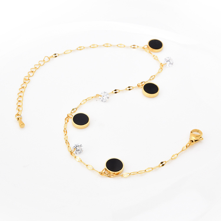 Water Wave Chain Zircon Anklet Small Black Round Pendant Gold Girl Anklet 2 0df79b37 1fcb 4701 ab39 b3df97231f7e Water Wave Chain Zircon Anklet Small Black Round Pendant Gold Girl Anklet