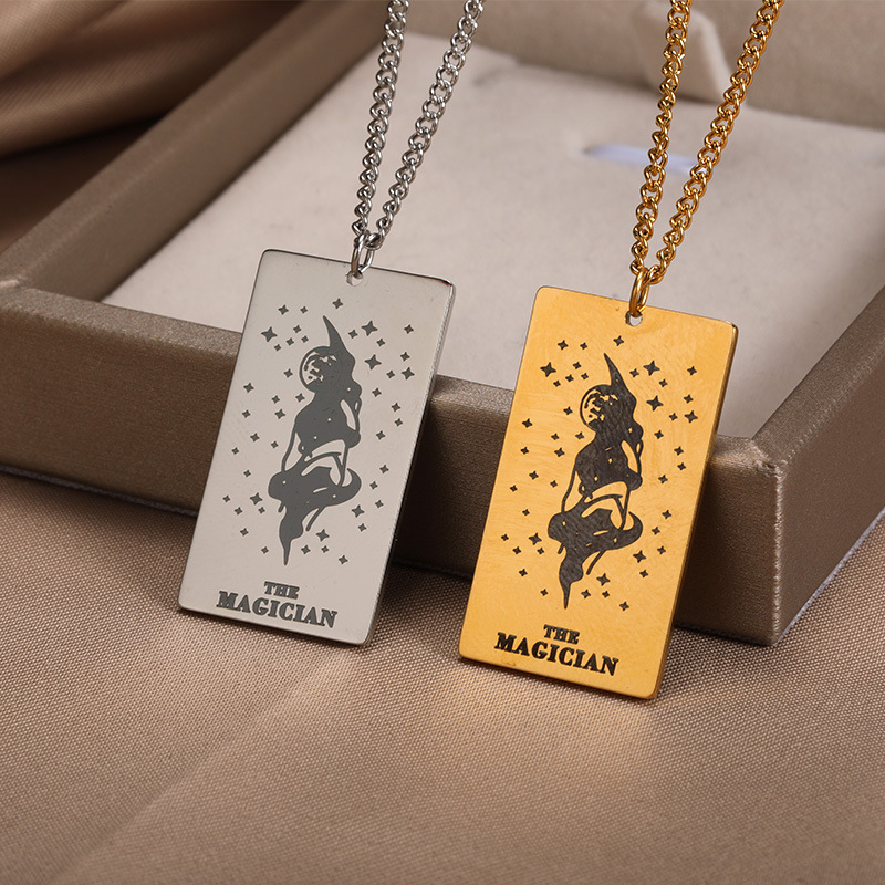 0e2fc9a7 c0b4 4997 ba6d 9da8b2121d9c 18k Yellow Gold Stainless Steel Tarot Pattern Necklace
