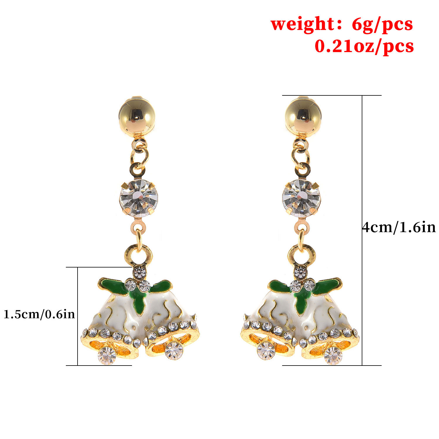 0e575c17 395c 4e23 966a 610e19dcec78 Fashionable Christmas Bell Shaped Rhinestone Stud Earrings