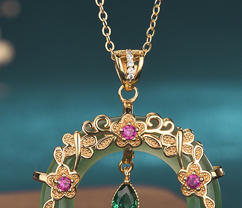 Natural High Ice Chalcedony Peace Ring Pendant Gold Plated Necklace 1 0ee48640 a163 4eb4 bc13 f15ef58fe16d Natural High Ice Chalcedony Peace Ring Pendant Gold Plated Necklace