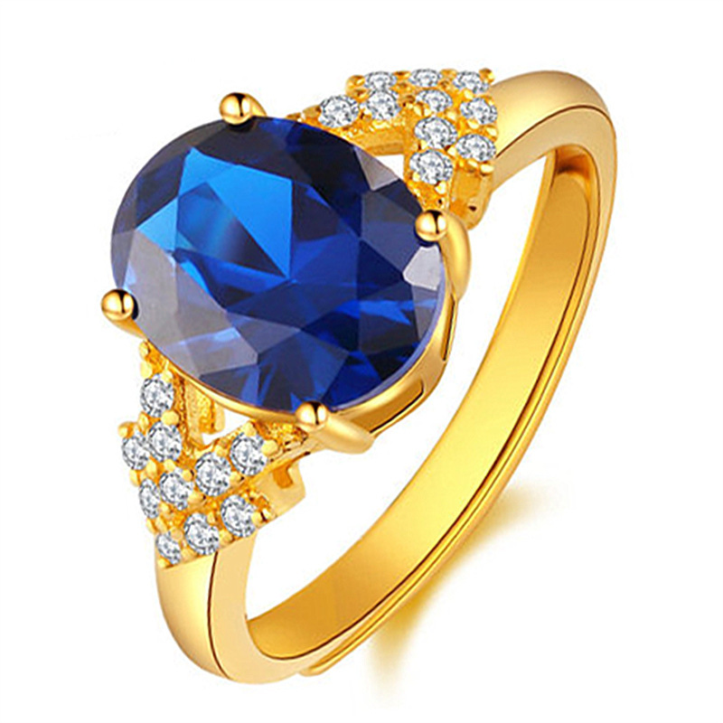 10e5c234 2c59 44b9 8e79 cae9cf83b667 Gold-plated Sapphire Ring With Adjustable Opening And Tanzanite Diamonds