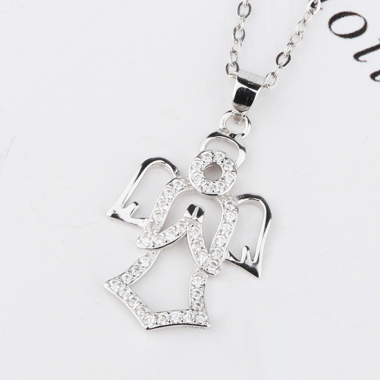 111f58c6 98ea 4619 819a 854fc0c2e458 Fashion S925 Silver Guardian Angel Necklace Pendant