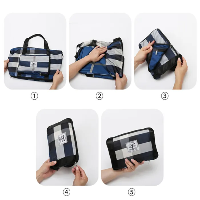 Foldable Travel Duffel Bag with Wet-Dry Pocket and Shoe Compartment, 20-35 L Gym and Weekender Bag - detail photo 2