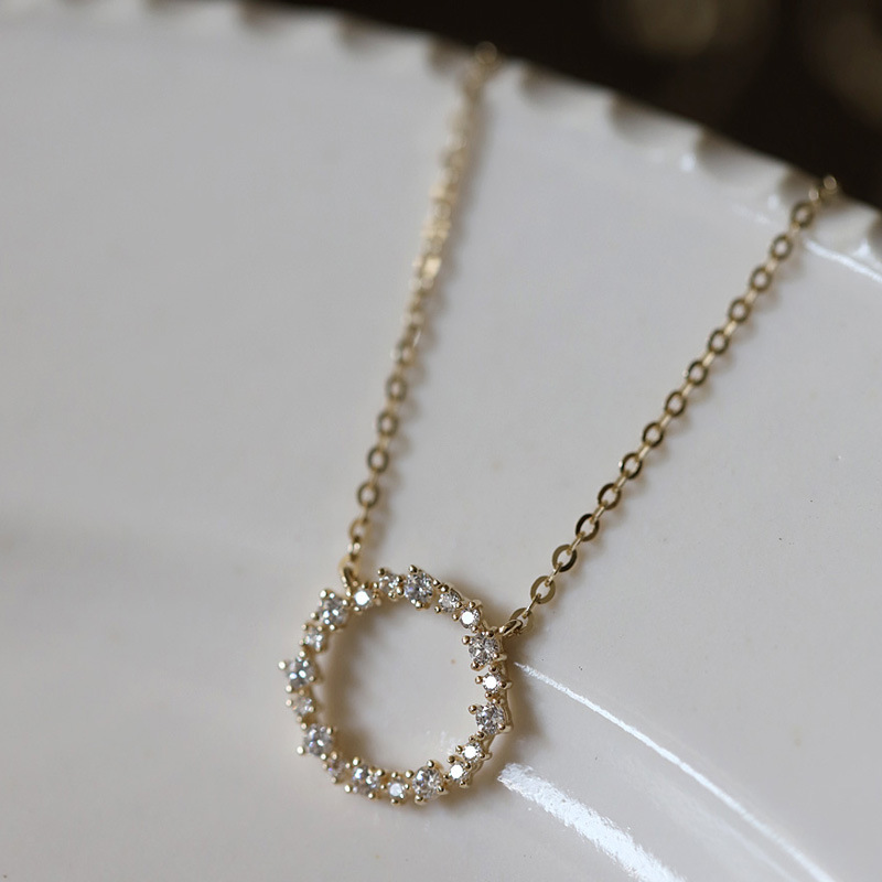 11872d33 d707 45b9 ae1b ddcd9a21d5b8 Full Diamond Circle Temperament Japanese And Korean K Gold Clavicle Chain