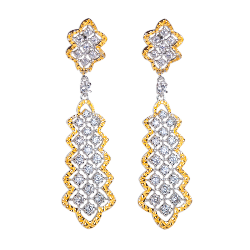 Gold Plated Micro Zirconia Lace Earrings In S925 Silver 1 11d9d918 b785 41dc ae58 c42805feac08 Gold Plated Micro Zirconia Lace Earrings In S925 Silver