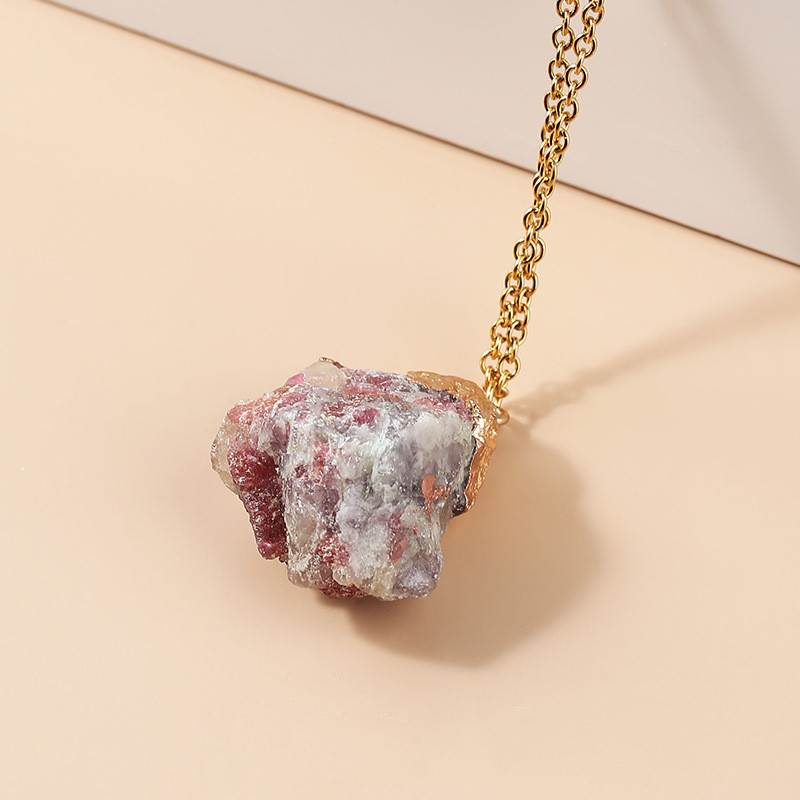 12285c68 824f 437f 8f92 5e22c7e9614e Ladies Gold Plated Necklace Simple Amethyst Pendant