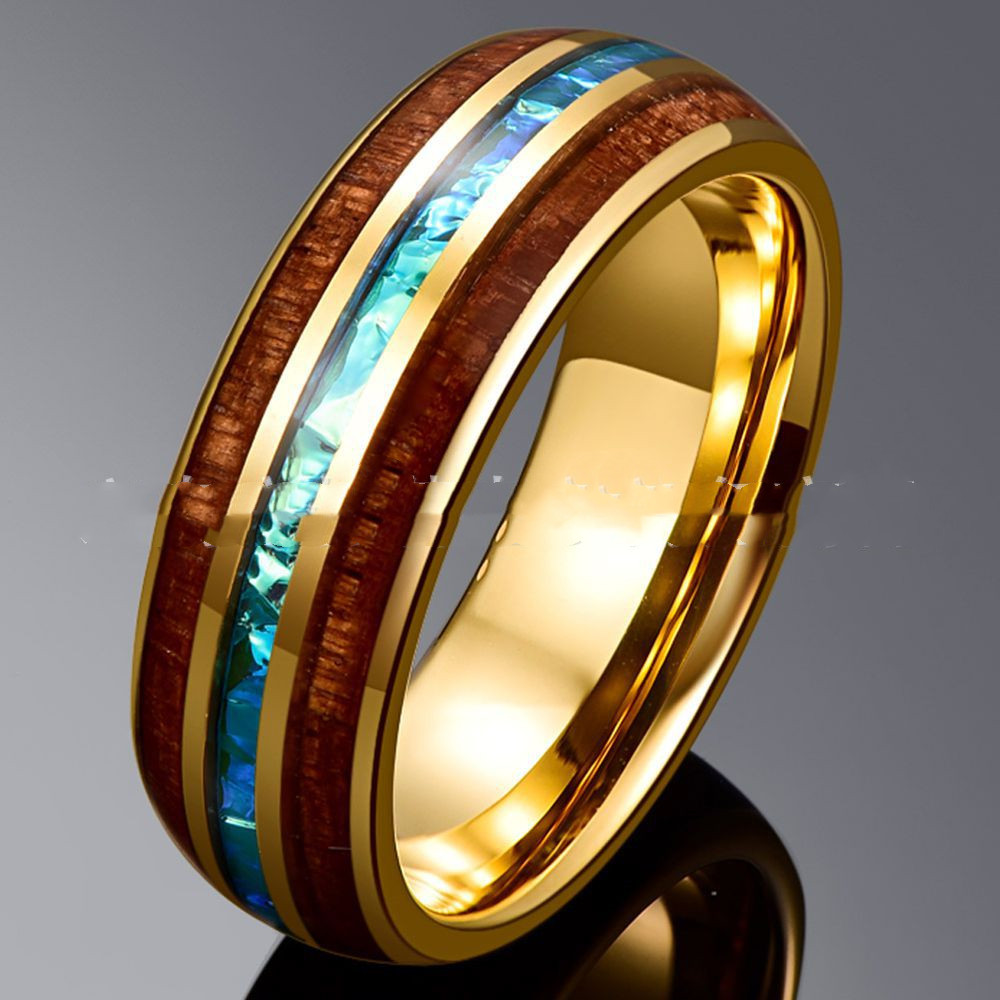 6MM Wide Electroplated Gold Inlaid Locust Wood Opal 6 128a4930 130f 4a60 891a 306c8e2f6a92 6MM Wide Electroplated Gold Inlaid Locust Wood Opal