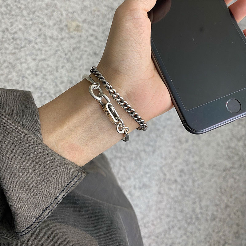 Vintage Distressed Lock Knot Hook Chain Clause Thick Bracelet 7 12f7ead9 f60b 4005 9c9d 9c93424416b2 Vintage Distressed Lock Knot Hook Chain Clause Thick Bracelet