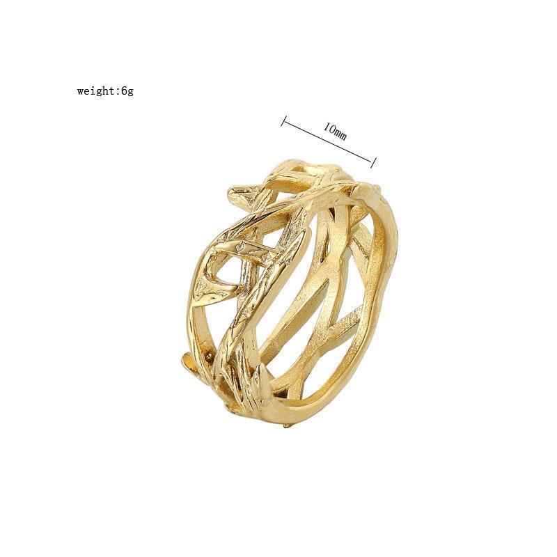 13685a94 3028 4147 857f 98e708e705a2 Fashion Simple Gold Jesus Crown Thorns Olive Branch Titanium Steel Ring