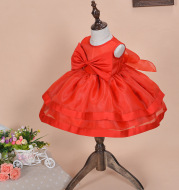 A 2021 New Baby Dress Baby Princess Dress Girls wedding dress skirt red flower age
