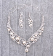Multi color Korean pearls, Bridal Necklace, earrings set, wedding accessories to support spot mixed batch