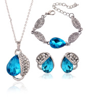 The bride headdress three set of European and American cross-border electricity explosion bracelet and Earring Pendant Drop students
