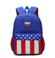 Spring new children's schoolbag custom Dacron cartoon cute blue kindergarten double shoulder bag