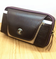 Business increase card cross section of square cow skin men's sport running outdoor mobile phone with belt waist bag