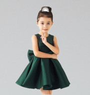 European and American flower girl dress wine red dark green children's dress princess dress piano clothes costumes