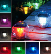 Solar Powered Multi-colored LED Lamp RGB Water Resistant Outdoor Floating Pond Night Light for Garden Pool