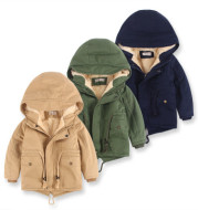 LM-6035 Europe and American wind cap boy's coat and cashmere boy's windcoat for 2021 autumn and winter children's clothes