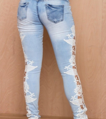 lace on jeans