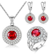 Jewelry Fashion Set Color Earrings Ring Necklace Three-Piece Necklace Set