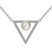 European and American big name S925 sterling silver micro-set triangle pearl necklace fashion personality temperament