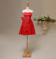 Bra red wedding dress toast clothing Bridesmaid Dress engagement performance bow drill D728