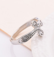 2021 Taobao Korean version of creative new product fashion white gold lady ring engagement gift manufacturer