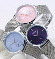 Spot watch mesh woven steel belt women's watch ultra-thin fashion watch waterproof quartz watch wholesale women's watch 061A