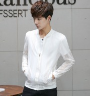 Spring and summer thin air transparent gauze coat color perspective hollow men sunscreen jacket baseball uniform