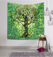 Indian Mandala Tapestry Green Blue Flower Beautiful Wall Art Tapestry 150×130cm Bedspread Beach Towel Yoga Blanket Table Cloth